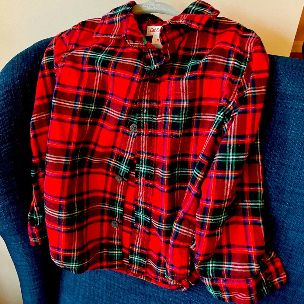 Cat & Jack 4T flannel button up shirt, like new! Smoke free home.
